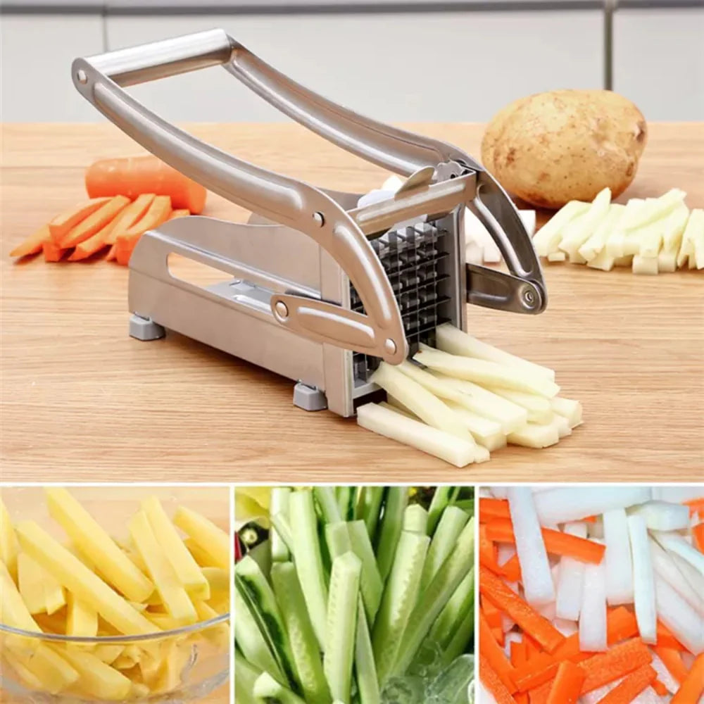 Aparat de Taiat Cartofi Pai si Legume, Inox, 2 Forme Diferite de Taiere