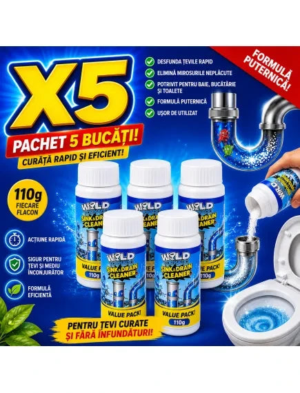 Pachet 5x Solutie spumanta pentru desfundare tevi