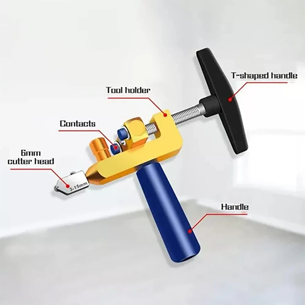 Kit profesional de tăiere a sticlei 2-în-1, aliaj de aluminiu durabil, operare manuală