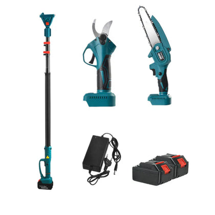 Set Profesional Foarfecă Electrică + Mini Drujbă 6” pentru Grădinărit – 48V, Braț Telescopic