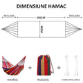 Hamac din Bumbac, 190x150 CM, Dublu, 150KG rezistenta, Distantiere Lemn, Rucsac Transport