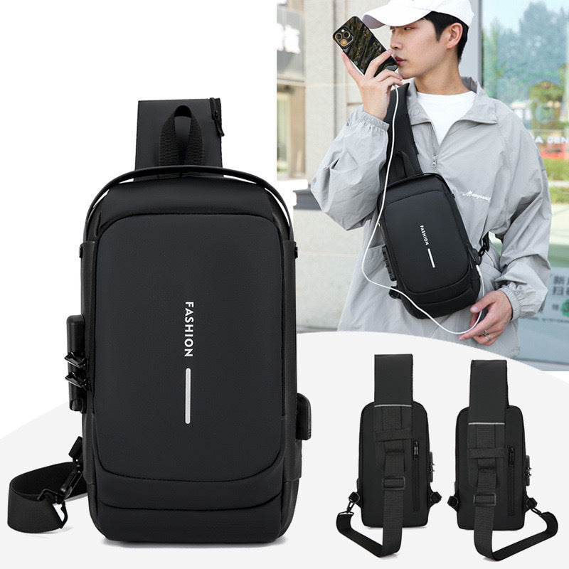 Bonluo Geantă Crossbody Neagră Din Imitație De Piele Cu Cifru De Securitat