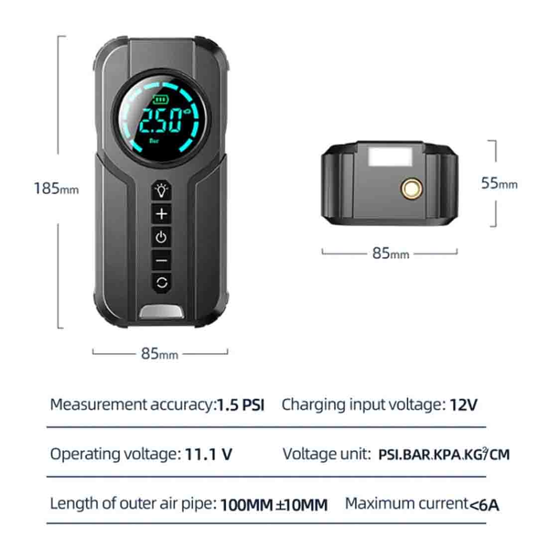 Compresor Auto Portabil, Pompa Inteligenta, 12V, Lanterna