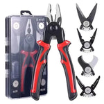 Cleste Multifunctional 5 in 1 – Patent, Taietor Cablu, Dezizolator, Cleste Sertizare si Foarfeca Tabla cu Cap Interschimbabil si Maner Ergonomic