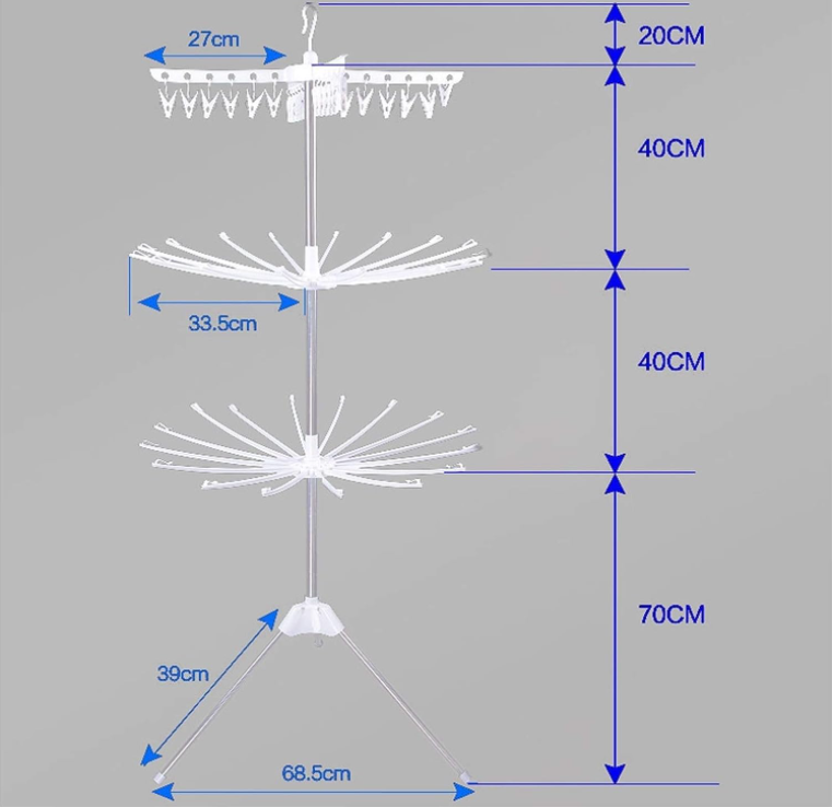 Uscator de rufe vertical, pliabil, 3 nivele, 170cm inaltime