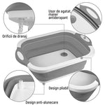 Tocator multifunctional, 3 in 1, tocator, cos depozitare, vas pentru spalare, pliabil, 40x30 cm