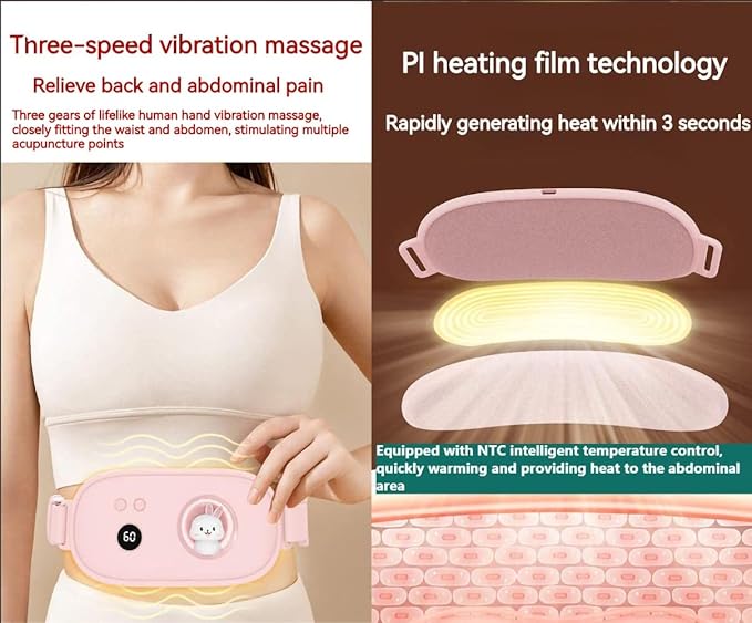 Aparat centura abdominala pentru incalzire si masaj, anti dureri menstruale, cu vibromasaj, portabil