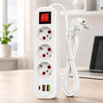 Prelungitor electric cu 3 prize (2 standard + 1 universală), A03U-5M