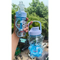 Sticla cu pai, design ursulet kawaii, capacitate mare, culoare transparenta, cu curea ajustabila