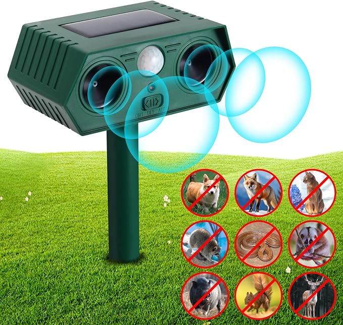 Dispozitiv solar ultrasonor pentru alungat pisici si animale