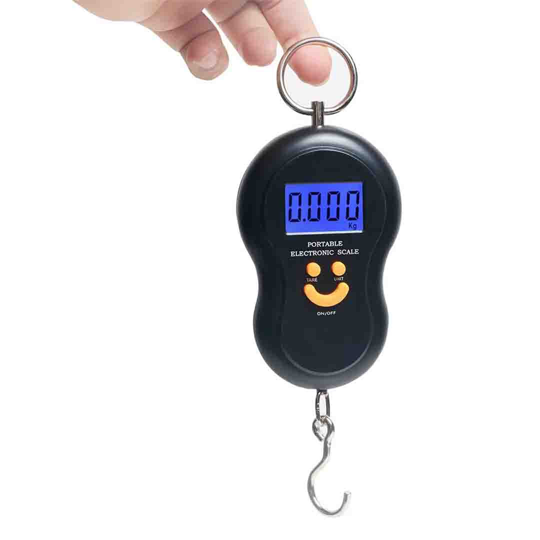Cantar Electronic 40 KG Negru cu Ecran LCD de Mana Portabil