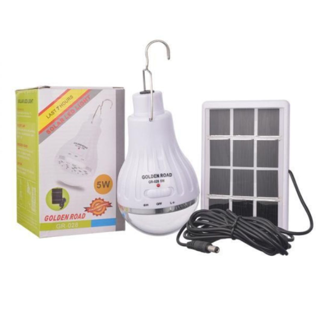 Bec cu LED-uri, Portabil cu Mini Panou Solar, Baterie Reincarcabila, 5W