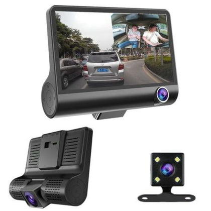 Camera Video Auto Tripla DVR, L300-1, Full-HD, 3 Camere - Fata/Spate/Interior, Ecran 4'', G Senzor, 170 grade 12/24V
