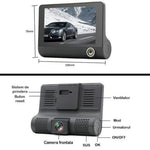Camera Video Auto Tripla DVR, L300-1, Full-HD, 3 Camere - Fata/Spate/Interior, Ecran 4'', G Senzor, 170 grade 12/24V