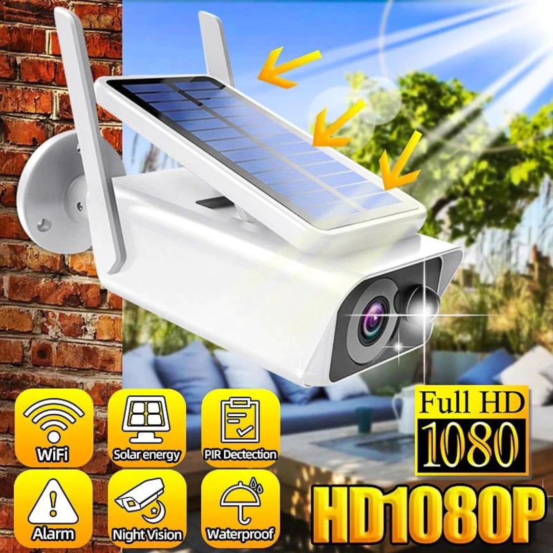 Camera de Supraveghere Solara, FULL HD 1080p, Wireless, Microfon si Difuzor, IP65, Alarma, IR Night Vision