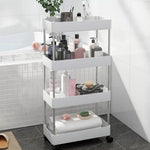 Raft/ Carucior organizator, slim, portabil cu 4 rafturi si roti