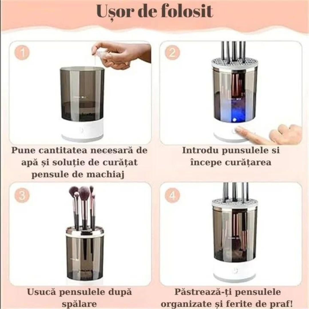 Dispozitiv de curatare si uscator automat pentru pensule de machiaj+ CADOU Epilator facial