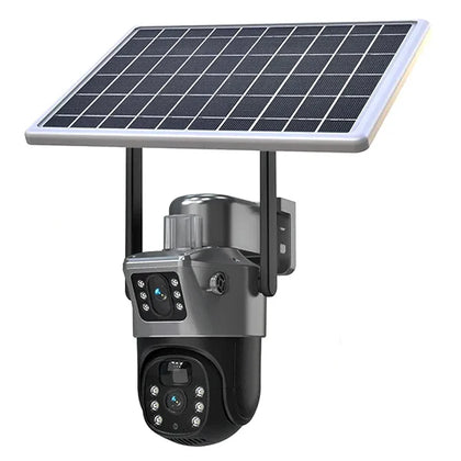 Camera De Supraveghere Cu Panou Solar,4G,Senzor De Miscare,Lentile Duble,4G HD 8MP