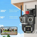 Cameră de Supraveghere Wi-Fi cu 3 Camere, 12mp, Zoom 10X, Detectare Mișcare și Alarmă, Control Complet prin Aplicație și Conectivitate Avansată