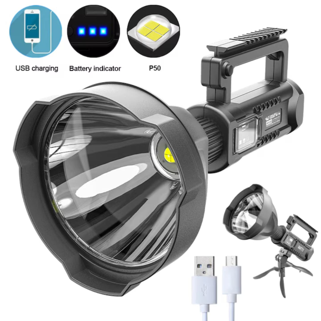 LANTERNA LED, REINCARCABILA, FUNCTIE POWERBANK, 4 MODURI ILUMINARE, TREPIED INCLUS, 5119