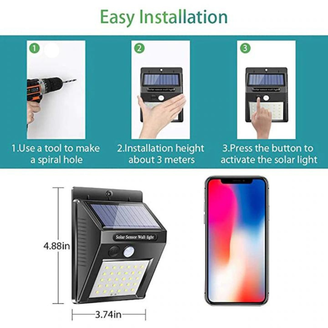 Set de 4 lampi LED cu incarcare Solara si Senzor de Miscare - 20 Led