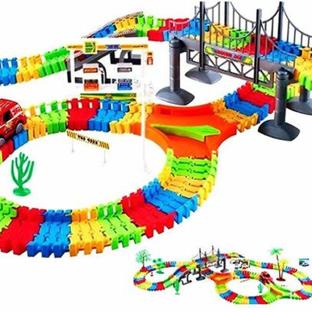 Mașinuță LED + Pistă Flexibilă 165 piese