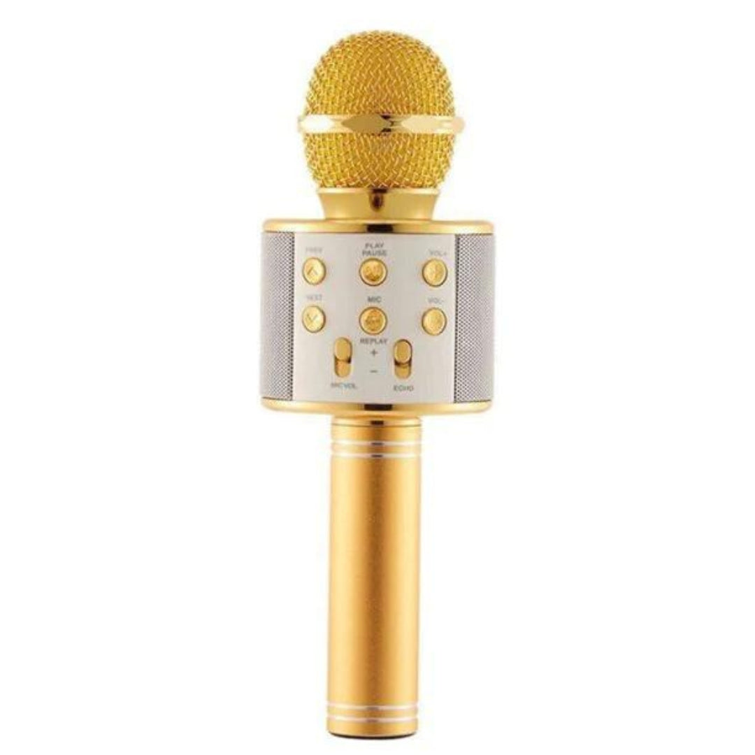 Microfon karaoke SIKS profesional cu boxa inclusa, SD Card, USB, AUX, Gold