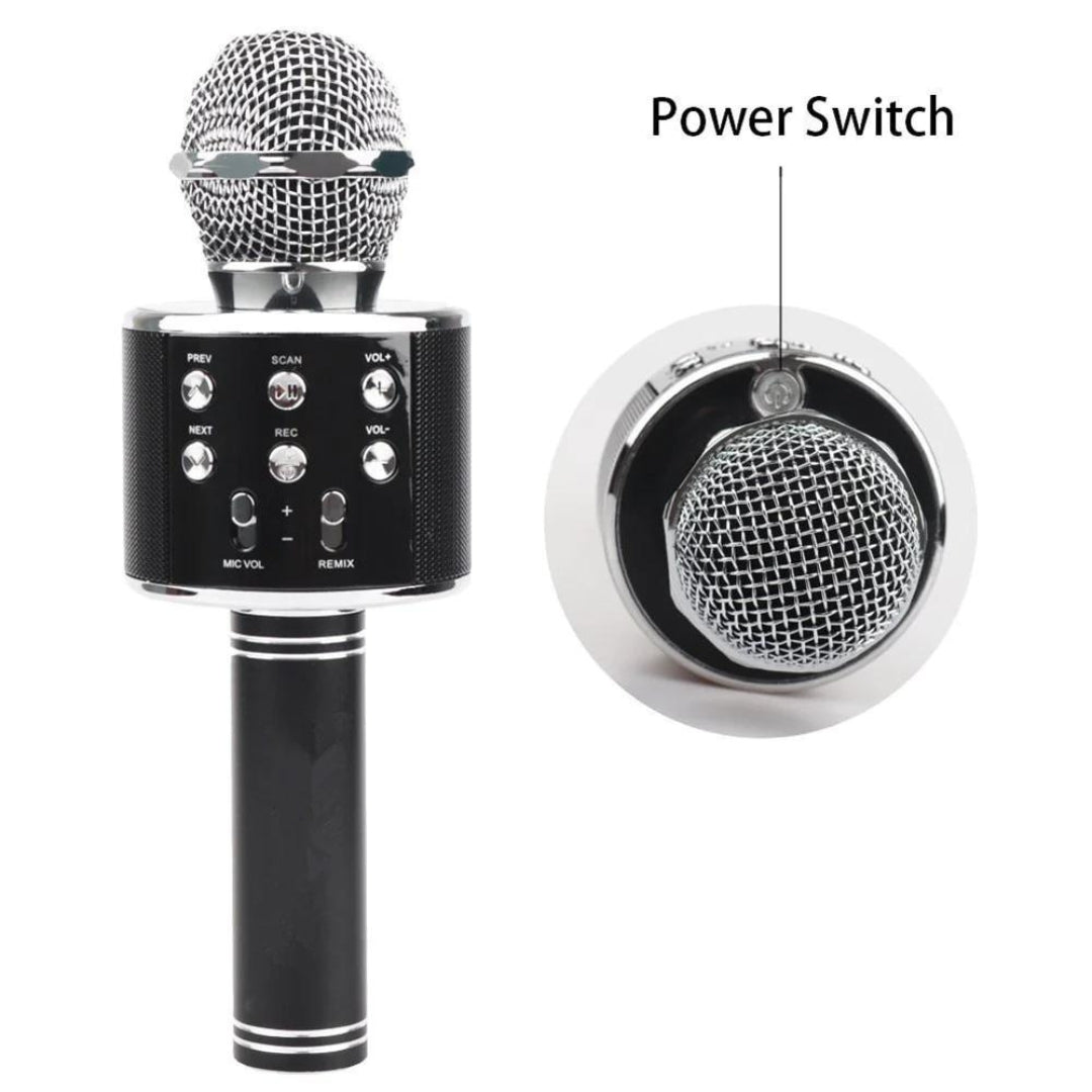 Microfon karaoke SIKS profesional cu boxa inclusa, SD Card, USB, AUX, Gold