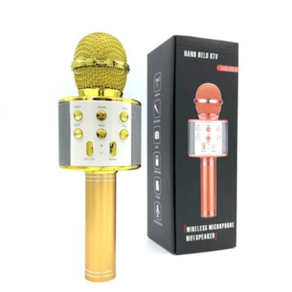 Microfon karaoke SIKS profesional cu boxa inclusa, SD Card, USB, AUX, Gold