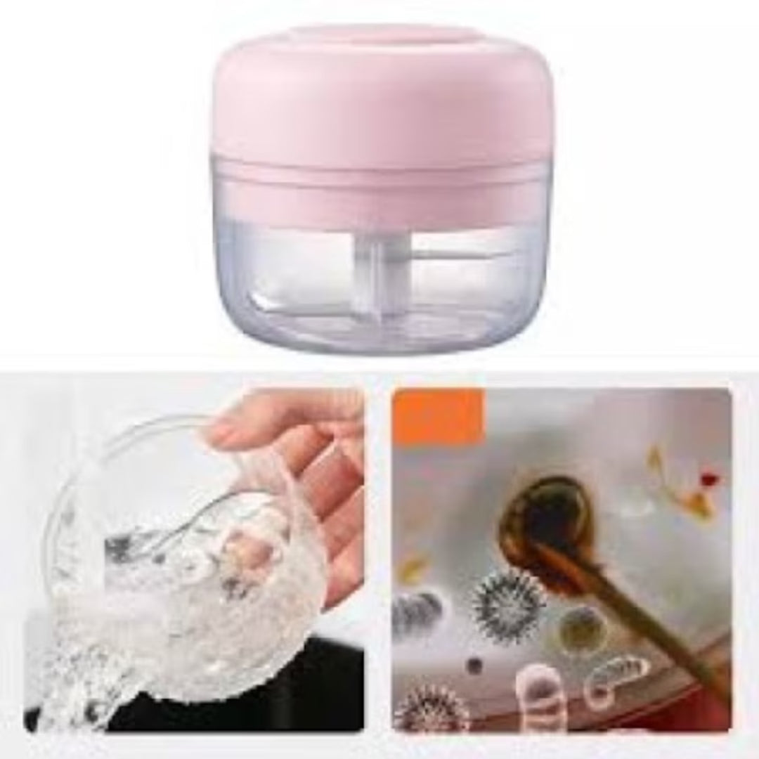 Mini tocator electric minichop, design elegant, 90x90x100 mm, reincarcabil, usb inclus, 2 lame
