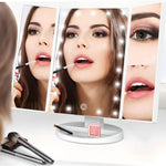 Oglinda Profesionala LED, Machiaj si Cosmetica, Reglabila, cu 3 Oglinzi Laterale Pliabile, Iluminare Led si Touch