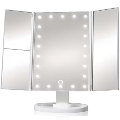 Oglinda Profesionala LED, Machiaj si Cosmetica, Reglabila, cu 3 Oglinzi Laterale Pliabile, Iluminare Led si Touch