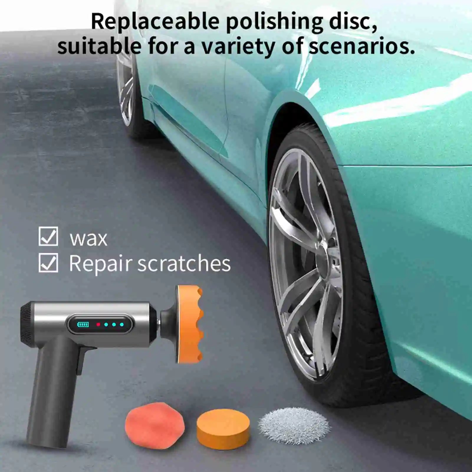 Polizor auto, reparare zgarieturi, acumulator litiu, portabil, dimensiuni mici