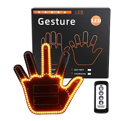 Semn LED auto cu telecomanda design mana 4 moduri efect vizual stralucitor