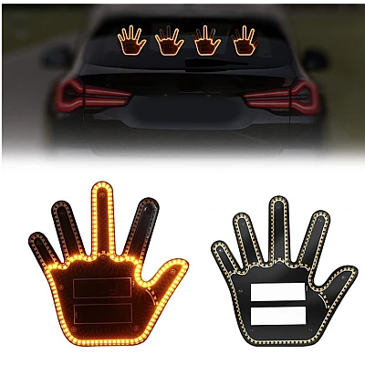 Semn LED auto cu telecomanda design mana 4 moduri efect vizual stralucitor