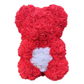 Ursulet Floral Teddy Bear Rainbow cu trandafiri din spuma hand-made, 25 cm, Rosu