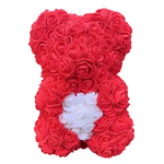 Ursulet Floral Teddy Bear Rainbow cu trandafiri din spuma hand-made, 25 cm, Rosu