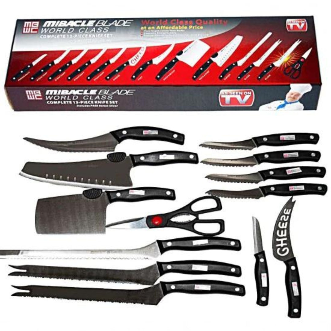 Set de 13 Cutite pentru bucatarie Miracle Blade, otel inoxidabil, manere nituite