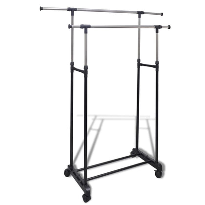 Stender telescopic cu 2 bare pentru umerase haine