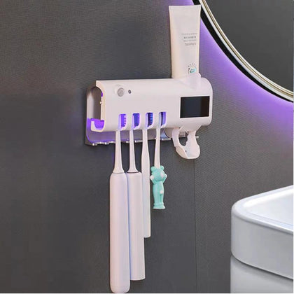 Suport cu Sterilizator pentru Periute de Dinti si Dozator Pasta de Dinti