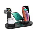 Suport de incarcare 4 in 1, Kephe, Wireless Charging, 6 Conectori, Universal, Negru