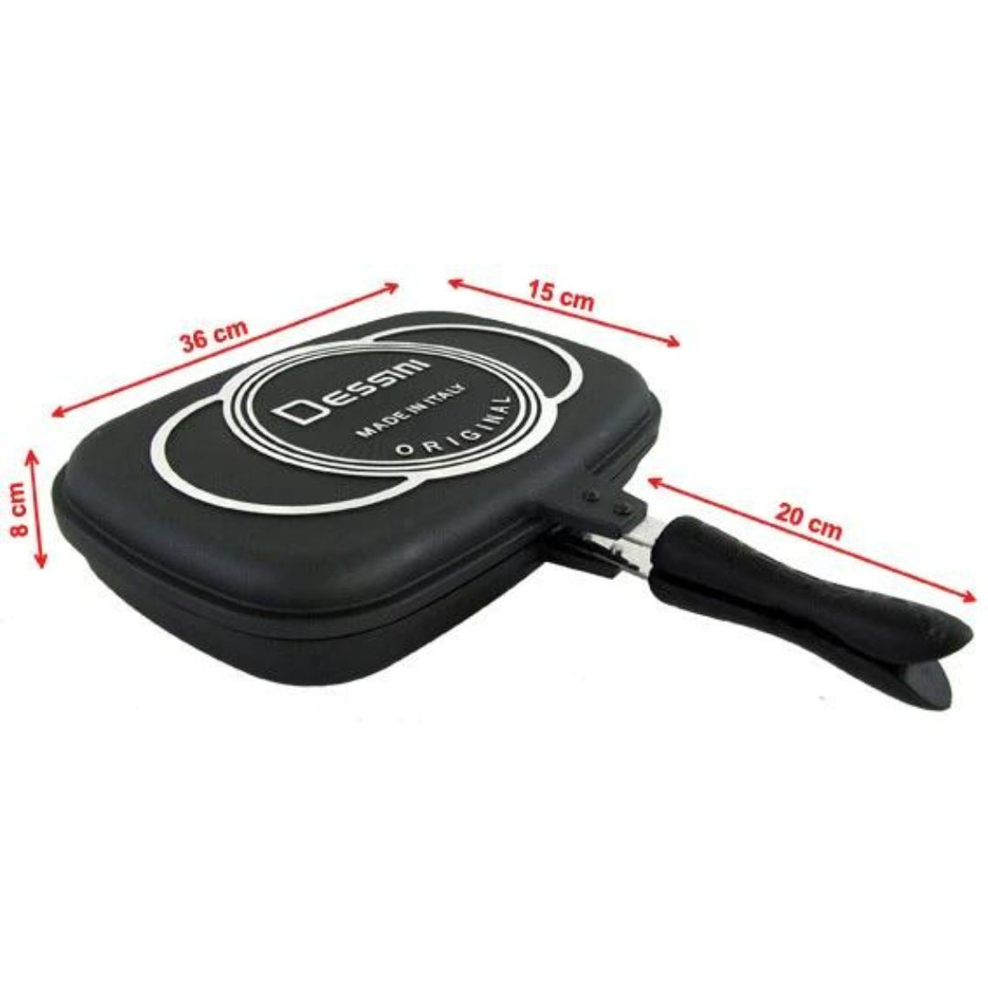 Tigaie dublă cu suprafață antiaderentă grill și clasică Gourmet Evolution, 36cm