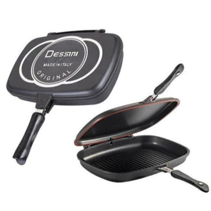 Tigaie dublă cu suprafață antiaderentă grill și clasică Gourmet Evolution, 36cm
