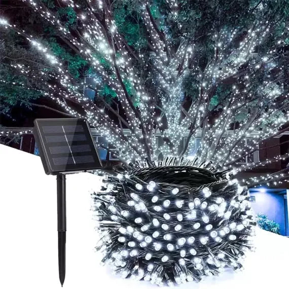 Instalatie cu incarcare solara, 300 LED-alb rece
