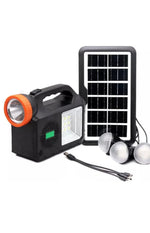 Kit solar de iluminare GD Times GD-102, 3 becuri, boxa BT, radio, 80W