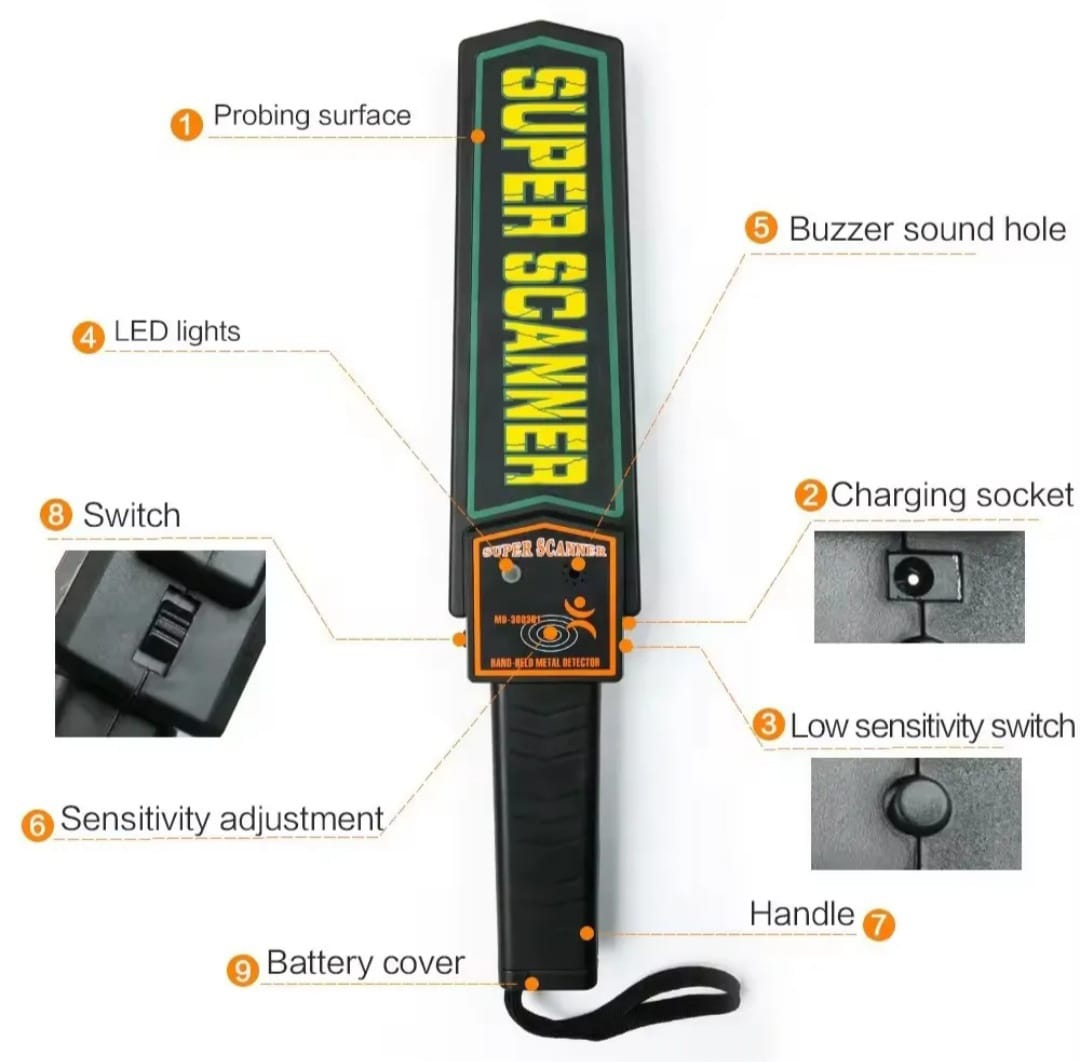 Detector de metale, Super Scanner, Negru