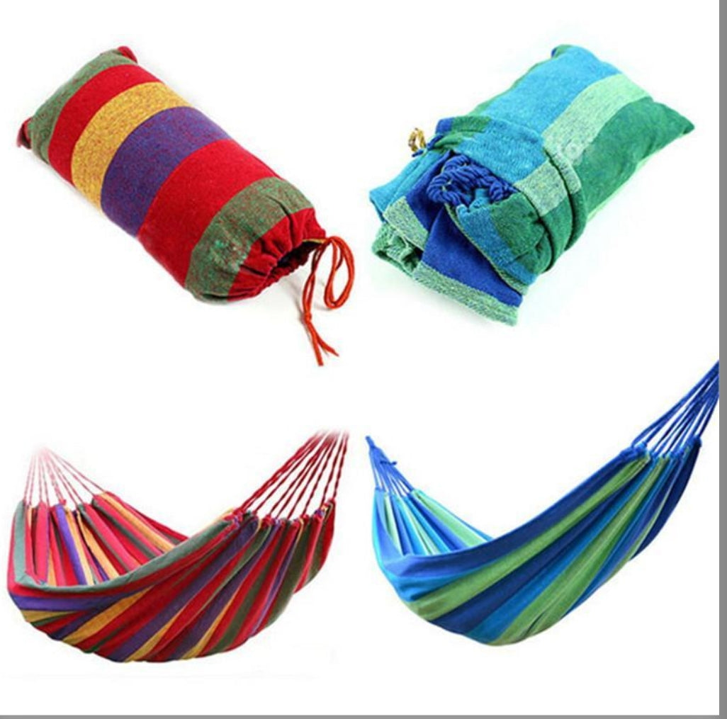 Set 2 Hamace Multicolore pentru o Persoana, 200×150 cm cu Accesorii de Prindere