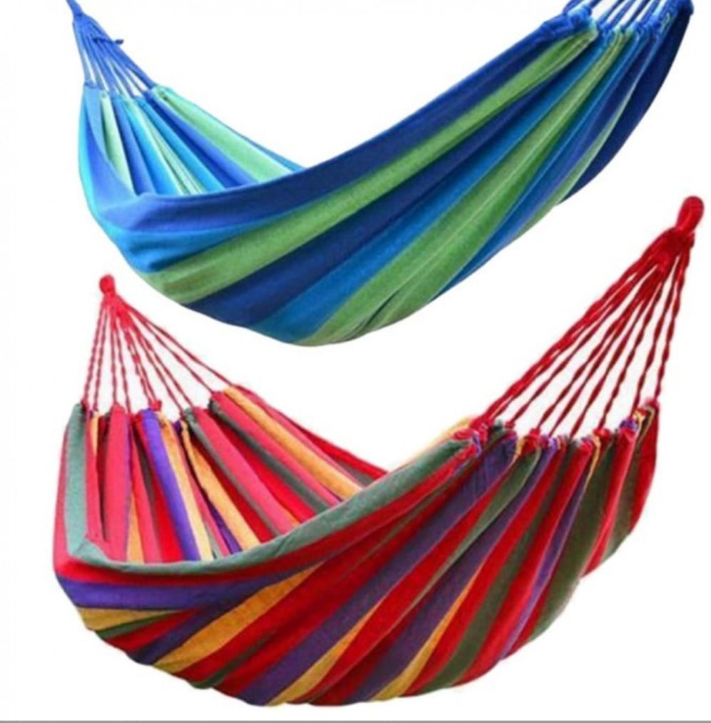 Set 2 Hamace Multicolore pentru o Persoana, 200×80 cm cu Accesorii de Prindere