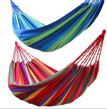Set 2 Hamace Multicolore pentru o Persoana, 200×80 cm cu Accesorii de Prindere