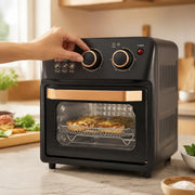 Reglarea unuia dintre cele două butoane mecanice ale air fryer-ului tip cuptor